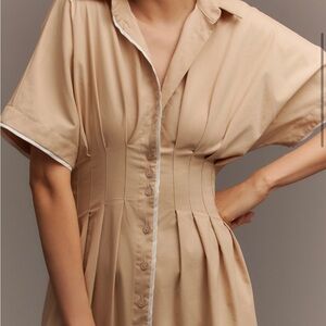The Tobie Button-Front Pleated Shirtdress